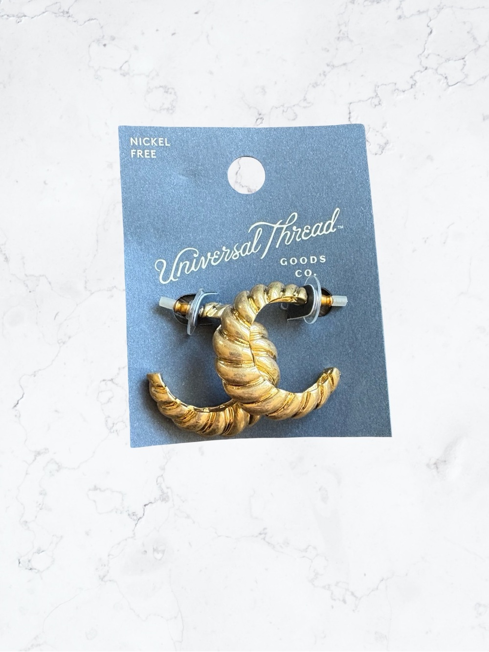 Universal Thread Gold Braided Crescent Hoop Earrings